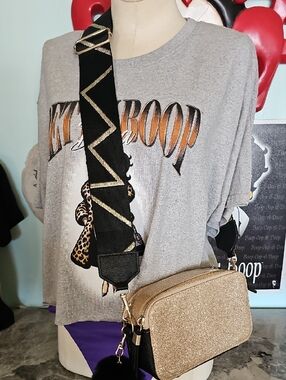 Gold Glitter Crossbody With A Thick Strap